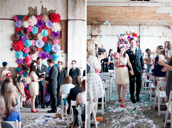 Làm backdrop hoa giấy sân khấu hội trường đám cưới đẹp