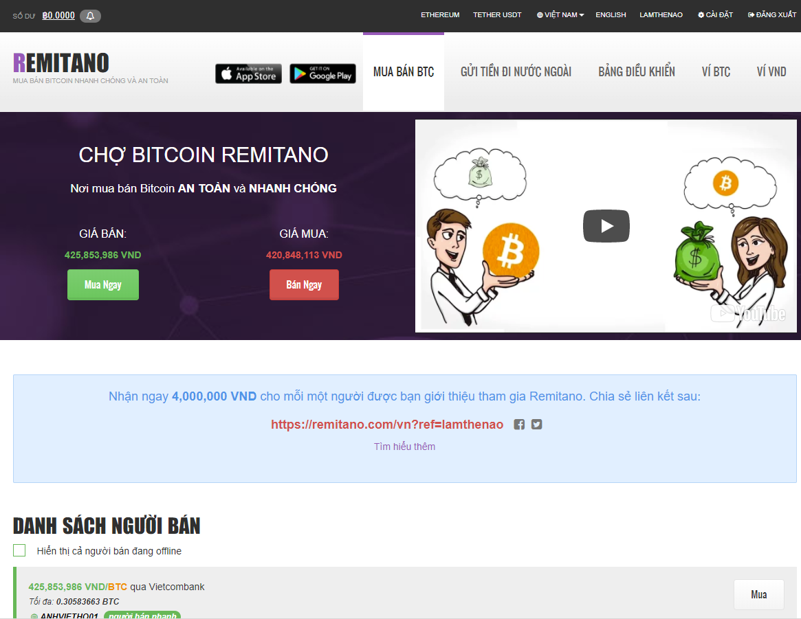 Hướng dẫn đăng ký tài khoản tài khoản Remitano để mua bán Bitcoin, Ether và USDT