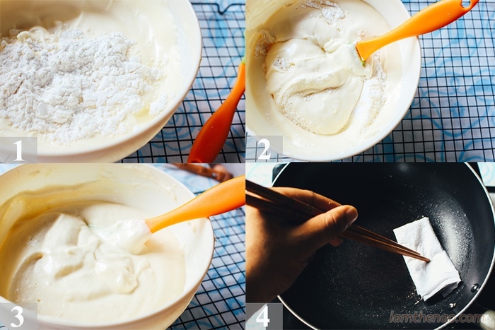 Cách làm bánh bông lan bằng chảo chống dính